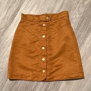 H&M Brown Button-Front Mini Skirt